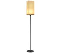 Lampadaire sur pied - HOMCOM - avec abat-jour beige effet lin, interrupteur à pied - pour salon, chambre à coucher - noir