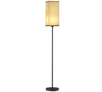 HOMCOM Lampadaire sur Pied Salon Lampe Salon sur Pied Interrupteur Noir | Abat-jour Beige Effet Lin, pour Chambre à Coucher