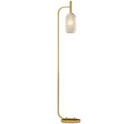 HOMCOM Lampadaire sur Pied Salon, Lampe sur Pied 152 cm, avec Abat-Jour en Verre Texturé, Interrupteur, Ampoules E27 LED, Halogène (Non Fourni), pour Chambre, en Métal, Or