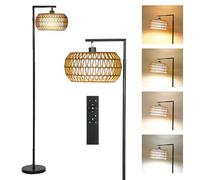 HOMCOM Lampadaire sur pied salon, lampe sur pied bohème 170H cm 3 000-6 500K dimmable, 3 températures de couleur, télécommande, interrupteur au pied et minuterie, pour salon chambre bureau, noir