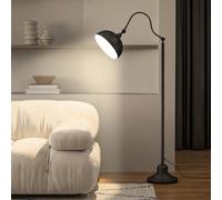HOMCOM Lampadaire sur Pied Salon Rotatif à 180°, Lampadaire à Arc avec Abat-Jour Réglable, Interrupteur, Lampe sur Pied E27, Lampe de Lecture en Métal, pour Chambre, Bureau, Noir