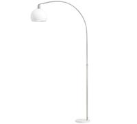 HOMCOM Lampadaire, tête courbée, interrupteur au pied, socle en marbre, abat-jour en plastique, blanc