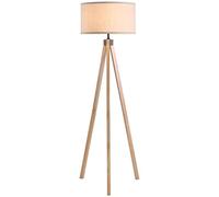 HOMCOM Lampadaire Trépied Abat-jour Simple Moderne Abat-Jour en Lin Pieds en Bois Chevet Douille E27 Max. 40 W Ø 45 x 152 cm