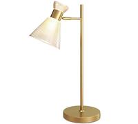 HOMCOM Lampe de bureau moderne, lampe de table avec abat-jour réglable en verre ambré et satiné, prise E27, ampoule non incluse, pour le salon, le bureau et la chambre à coucher, doré