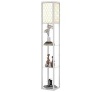 HOMCOM Lampe sur pied 2 en 1 Moderne avec 3 Étageres, Culot E27, 26 x 26 x 160 cm, Blanc