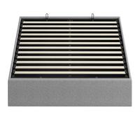 HOMCOM Lit coffre 140 x 190 cm, cadre de lit double rembourré, sommier à lattes en bois, rangement caché, sans bruit, gris