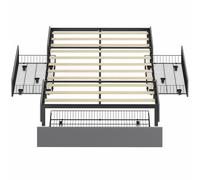HOMCOM Lit double 140x190 cm Sommier avec 3 tiroirs et structure métallique Charge 363 kg Gris