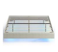 HOMCOM Lit Flottant 160 x 200 cm avec Éclairage LED Intelligent, Cadre de Lit Double Rembourré en Lin, Montage Facile, Beige