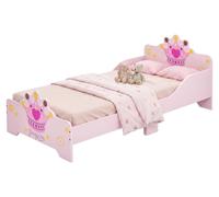 HOMCOM Lit pour enfants avec bords surélevés et 6 pieds en bois, lit pour bébés de 3 à 6 ans, 143x73x60 cm, rose