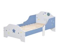 HOMCOM Lit pour enfants de 3 à 6 ans design étoiles sommier à lattes inclus chambre moderne 143 x 74 x 59 cm bleu blanc