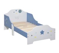 HomCom Lit enfant au sol Design étoiles 3-6 ans 143x74 cm sommier à lattes inclus Bleu/Blanc