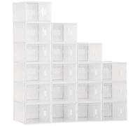 HomCom Boîtes cubes rangement à chaussures – Lot 18 – Modulables, portes transparentes, 25x35x19 cm