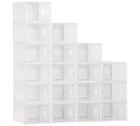 HomCom Boîtes cubes rangement à chaussures – Lot 18 – Modulables, portes transparentes, 25x35x19 cm