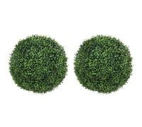 HOMCOM Lot de 2 boules de buis artificielles en pot, résistantes aux UV, 42 cm, pour décoration intérieure/extérieure