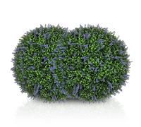 Lot de 2 boules topiaires artificielles - résistantes aux UV - intérieur et extérieur - feuilles en PE - Ø 42 cm - violet et vert