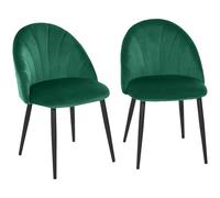 HOMCOM Lot de 2 chaise de salle à manger chaise scandinave velours 100% polyester métal dim. 52l x 54P x 79H cm vert noir Aosom France