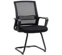 HOMCOM Lot de 2 chaises de bureau ergonomiques sans roulettes, chaises de conférence rembourrées avec piètement en luge pour salles d'attente et accueil, Schwarz