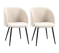 HOMCOM Lot de 2 chaises de salon chaise salle à manger avec dossier en tissu pieds en acier 55 x 62 x 80 cm beige noir