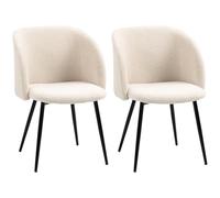 HOMCOM Lot de 2 chaises de salon chaise salle à manger avec dossier en tissu pieds en acier 55 x 62 x 80 cm beige noir