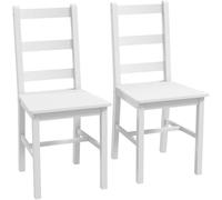 HOMCOM Lot de 2 Chaises de Salle à Manger Blanche et Bois Style Campagne | Chaise de Cuisine, Bois Massif de Pin