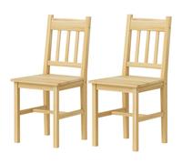 HOMCOM Lot de 2 Chaises de Salle à Manger en Bois Chaises de Cuisine avec Dossier à Lattes, Siège Large Bois Naturel