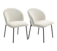 HOMCOM Lot de 2 Chaises de Salle à Manger en Velours Côtelé Cuisine Crème | Sans Accoudoirs, Assise Large Rembourré, Dossier Incurvé, Pieds en Acier, pour Salon, Maison