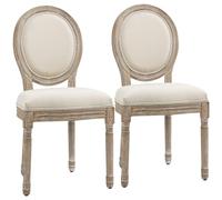 HOMCOM Lot de 2 Chaises de Salle à Manger Médaillon Style Louis XVI Beige