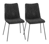 HOMCOM Lot de 2 Chaises de Salle à Manger Rembourrées Velours Gris Foncé | Chaises Cuisine, Dossier Incurvé, Pieds en Métal, Style Moderne, pour Salon, Maison