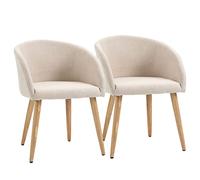 HomCom - Ensemble de 2 chaises salle à manger scandinave - Tissu aspect lin Beige 100% polyester