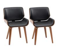 HOMCOM Lot de 2 Chaises de Salle à Manger Vintage Design Noir Pieds en Bois | Chaise Design, Assise Revêtement Synthétique