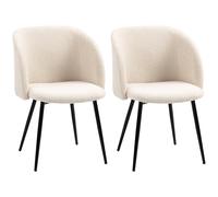 HOMCOM Lot de 2 chaises de salon chaise salle à manger avec dossier en tissu pieds en acier 55 x 62 x 80 cm beige noir