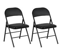 HOMCOM Lot de 2 chaises pliantes chaises de salle à manger portables chaise pliable d'intérieur avec coussin en revêtement synthétique et cadre en acier dim. 45l x 46P x 78H cm noir