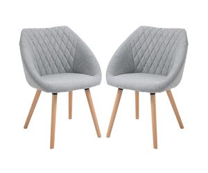 HOMCOM Lot de 2 chaises salle à manger chaise scandinave pieds effilés bois hêtre - assise dossier accoudoirs ergonomiques lin gris Aosom France