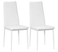 HOMCOM Lot de 2 Chaises Salle à Manger Moderne Dossier Haut, Blanc | Chaises de Cuisine, Style Maison de Campagne, Cadre en Bois de Pin, pour Salon, Chambre, Cuisine