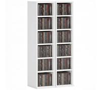 HOMCOM Lot de 2 étagères colonnes Armoire de Rangement CD-DVD 6 + 6 Compartiments 21 x 22,5 x 88,5 cm capacité Max. 204 CD Blanc