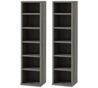 HOMCOM Lot de 2 étagères colonnes Armoire de Rangement CD-DVD 6 + 6 Compartiments 21 x 22,5 x 88,5 cm capacité Max. 204 CD Gris foncé