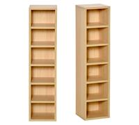HOMCOM Lot de 2 étagères colonnes Armoire de Rangement CD-DVD 6 + 6 Compartiments dim. 21L x 19l x 88H cm capacité Max. 160 CD Coloris hêtre