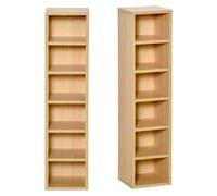 HOMCOM Lot de 2 étagères colonnes Armoire de Rangement CD-DVD 6 + 6 Compartiments dim. 21L x 19l x 88H cm capacité Max. 160 CD Coloris hêtre