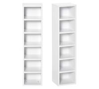 HOMCOM Lot de 2 étagères colonnes Armoire de Rangement CD-DVD 6 + 6 Compartiments dim. 21L x 19l x 88H cm capacité Max. 160 CD Blanc
