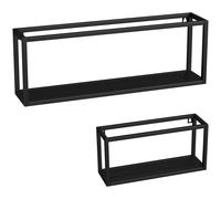 HOMCOM Lot de 2 étagères murales, capacité 15 kg, pour montage mural, acier, noir