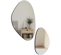 Lot de 2 miroirs muraux - HOMCOM - irréguliers en forme de galet - cadre en métal - 70 x 46 cm/49,5 x 31 cm - noir