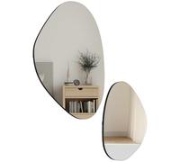 HOMCOM Lot de 2 miroirs muraux, miroirs décoratifs irréguliers en forme de galet avec cadre en métal, pour salon, entrée, chambr
