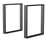 HOMCOM Lot de 2 Pieds rectangulaires Hauteur 72 cm en Acier pour Table Pieds de Meuble pour Table à Manger Montage DIY avec Embouts de Protection Noir