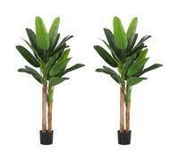 Lot de 2 plantes artificielles intérieurs 150 cm - HOMCOM - bananiers en pot - décoration pour maison, bureau, salon, chambre