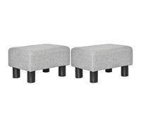HOMCOM Lot de 2 poufs repose-pied tabouret bas en tissu de lin capacité de charge 150 Kg 40 x 30 x 24 cm gris