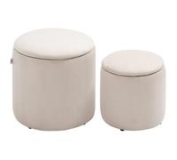 HOMCOM - Lot de 2 poufs - Tissu polyester aspect velours côtelé - 40x40x41cm - crème