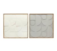 HOMCOM Lot de 2 tableaux abstraits 3D, décoration murale en bois géométrique, pour salon, chambre, bureau, 80 x 80 cm, blanc