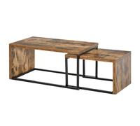 HOMCOM Lot de 2 Tables Basses gigognes Design Industriel encastrable dim. Grande Table 90L x 48l x 42H cm métal Noir Aspect Vieux Bois