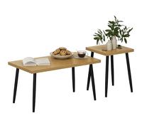 HOMCOM Lot de 2 Tables Basses avec Cadre en Acier - Table Basse pour Salon - Naturel