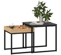 HOMCOM Lot de 2 Tables Basses Gigognes Carrées, Tables Gigognes de Salon avec Cadre en Acier, pour Salon, Chambre, Petit Espace, Style Moderne, Noir